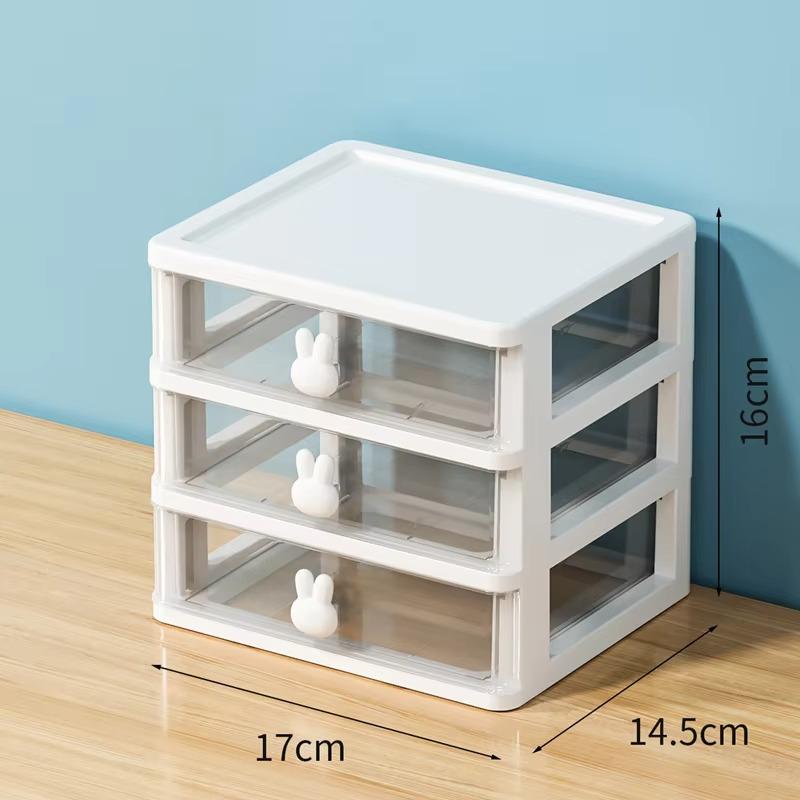 Cute Transparent Desk Organizer Drawer - Clear Plastic Stationery Storage Box Home School Office Organizing Container