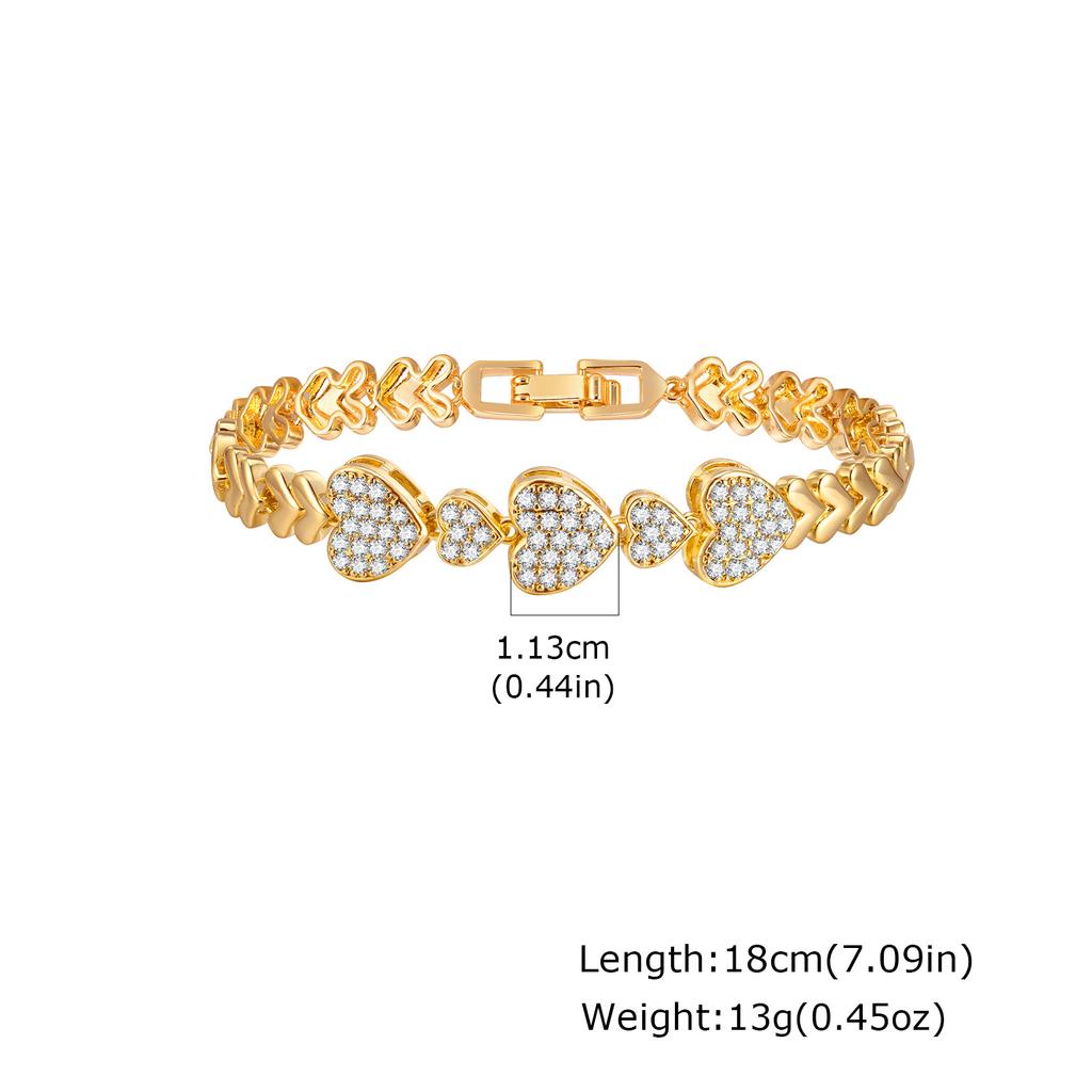Vergoldetes Zirkonia Gliederketten Armband, Metallketten Uhrenarmband Stapelbares Armband, Modischer Charm Schmuck für Damen Geschenk