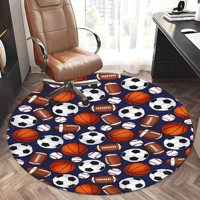 Sports Ball Office Carpet Chair Mats, Soccer, Basketball, Football Patterned Rug for Home Decor, Office Carpet, Living Room, Bedroom Gift1118058a