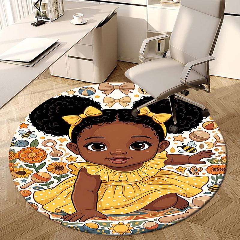 1PC Baby Girl Non-Slip Floor Round carpet, Office, family, bedroom, Large Area Rug Indoor Rugs, Durable Polyester-L0408