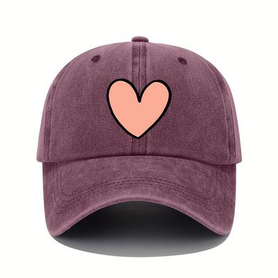 Valentine's Day Heart-shaped Printed Baseball Cap with Adjustable Retro Sports Cap Suitable for Men and Women
