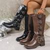 Ladd Autumn Denim Plus Size Boots Thick-soled Popular Beauty Boots Western Children's New 2025 Knight Boots Brown