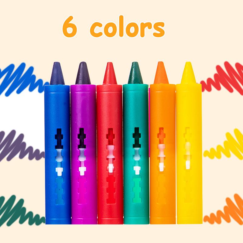 6colors Washable Bath Crayons Set Coloful Drawing in the Tub Easy Clean Pens for Kids Colorful for Fun Art Toy Stationery Supply
