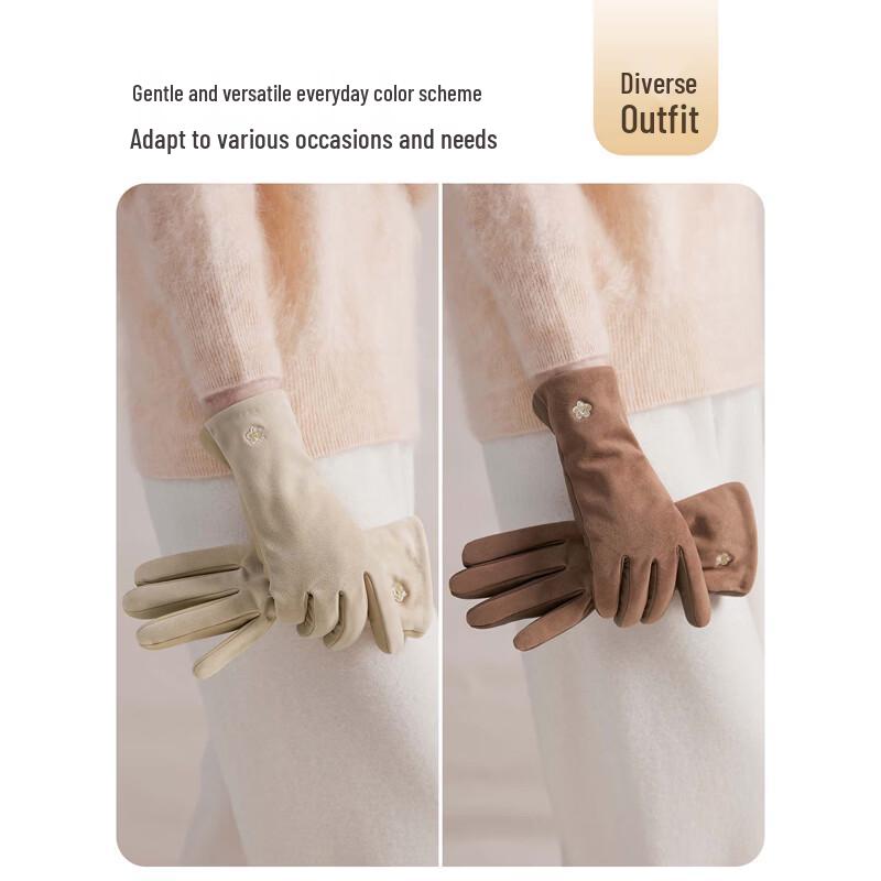 JIUMU Women's Warm Genuine Leather Gloves GLZ067