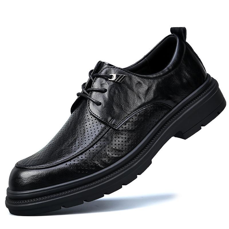 Spring and summer new leather hollowed-out leather shoes men's formal wear business breathable casual groom wedding shoes men's trend