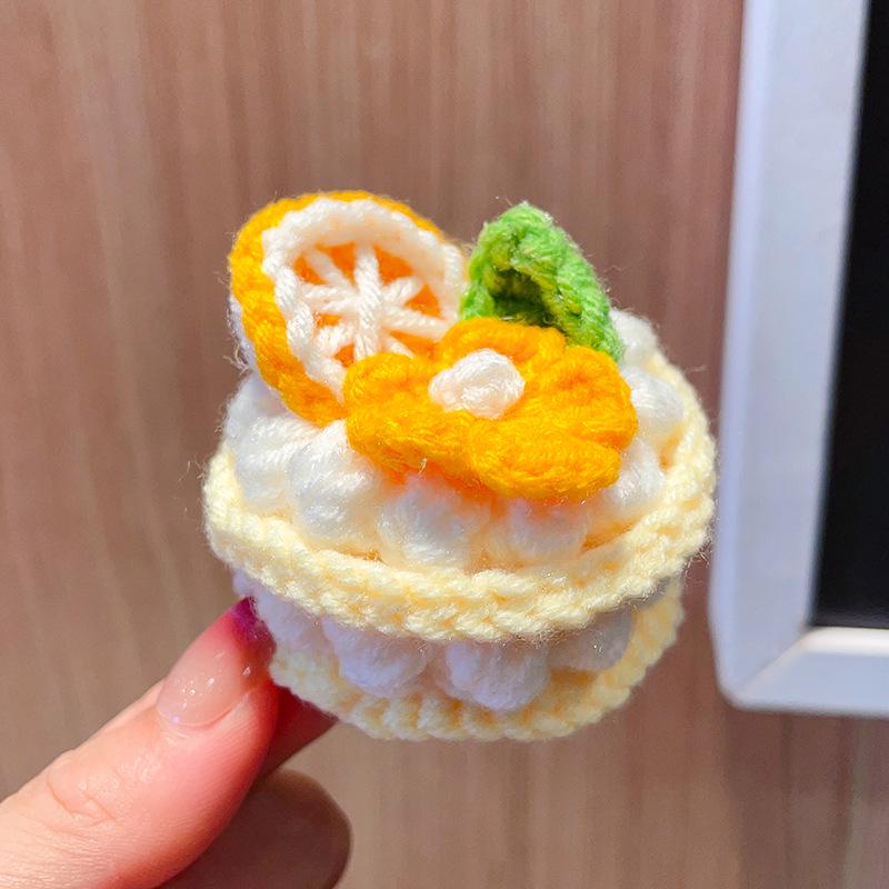 Charming Crochet Fruit Keychain: Persimmon & Strawberry Wool Pendants