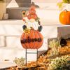 Metal Dwarf Pumpkin Garden Stakes Decoration Fall Pumpkin Yard Stakes Gnome Witch Autumn Pumpkin Halloween Decorations