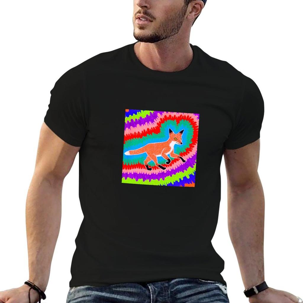 Psychedelic Red Fox TShirt Football T Shirt Rapper Graphic Tees Unisex Clothing