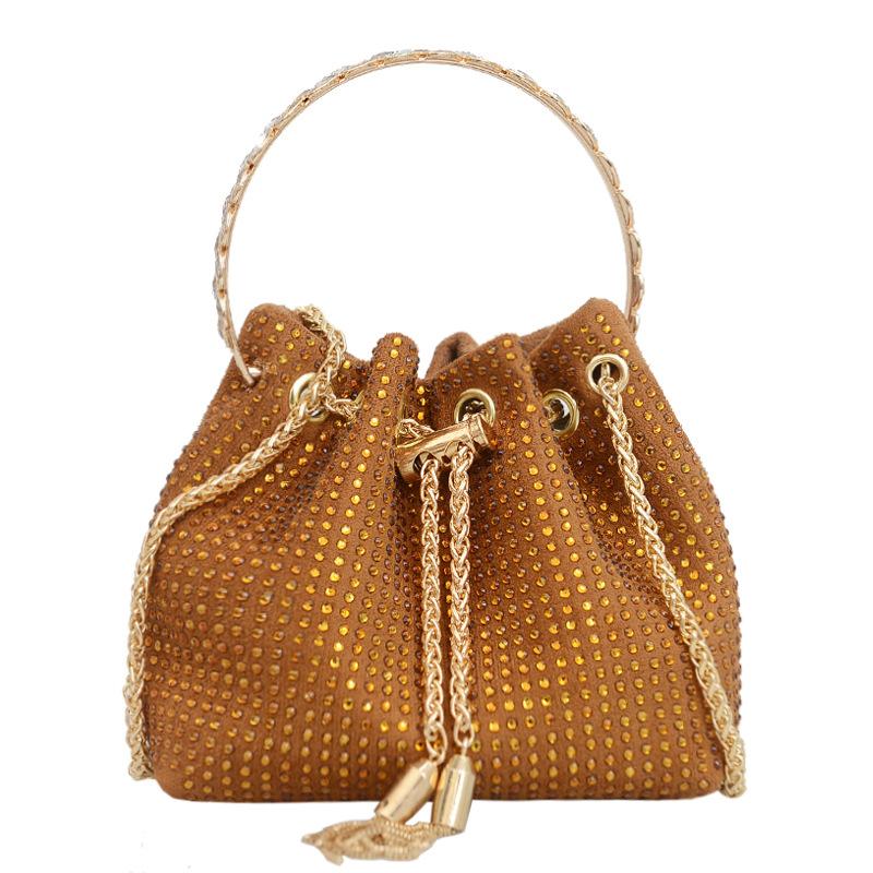 Women's niche temperament messenger bag ersatile diamond chain portable bucket bag ide dinner bag