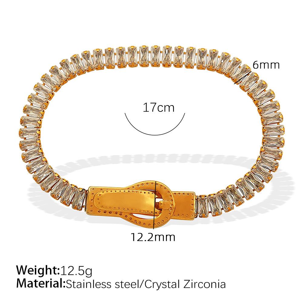 Waterproof Ins Light Luxury Buckle Colorful CZ Magnetic Clasp 18K Gold Plated Tennis Bracelets With EU Reach US CPSIA Standard