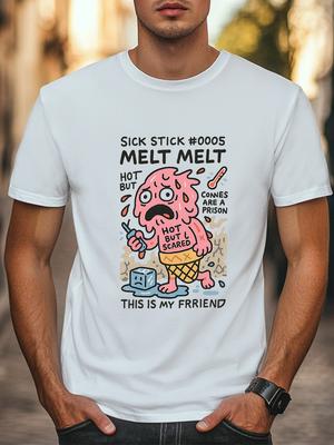 Melt Melt Ice Cream Graphic T-Shirt Funny Sad Cone Character Unisex Casual Tee Unisex T-Shirt