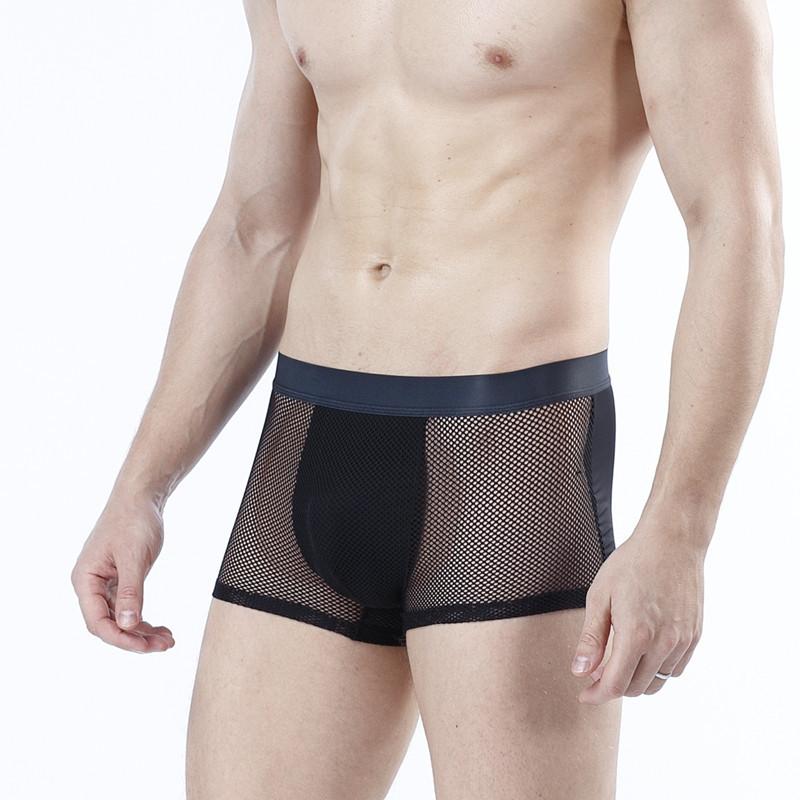 Pánské spodní prádlo ledově hedvábné prodyšné duté ultratenké sexy pánské boxerky