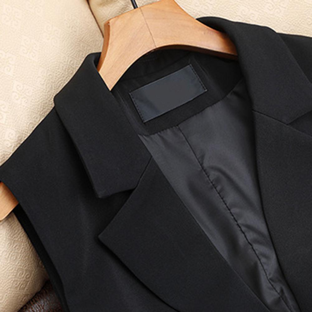 Single-breasted Waistcoat Elegant Women's Sleeveless Vest with Double Buttons Deep V Neck Western Style Cardigan Suit Coat