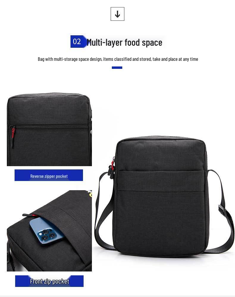 Men's Black Oxford Cloth Waterproof Crossbody Shoulder Bag - Large Capacity, Minimalist Design for Casual Travel