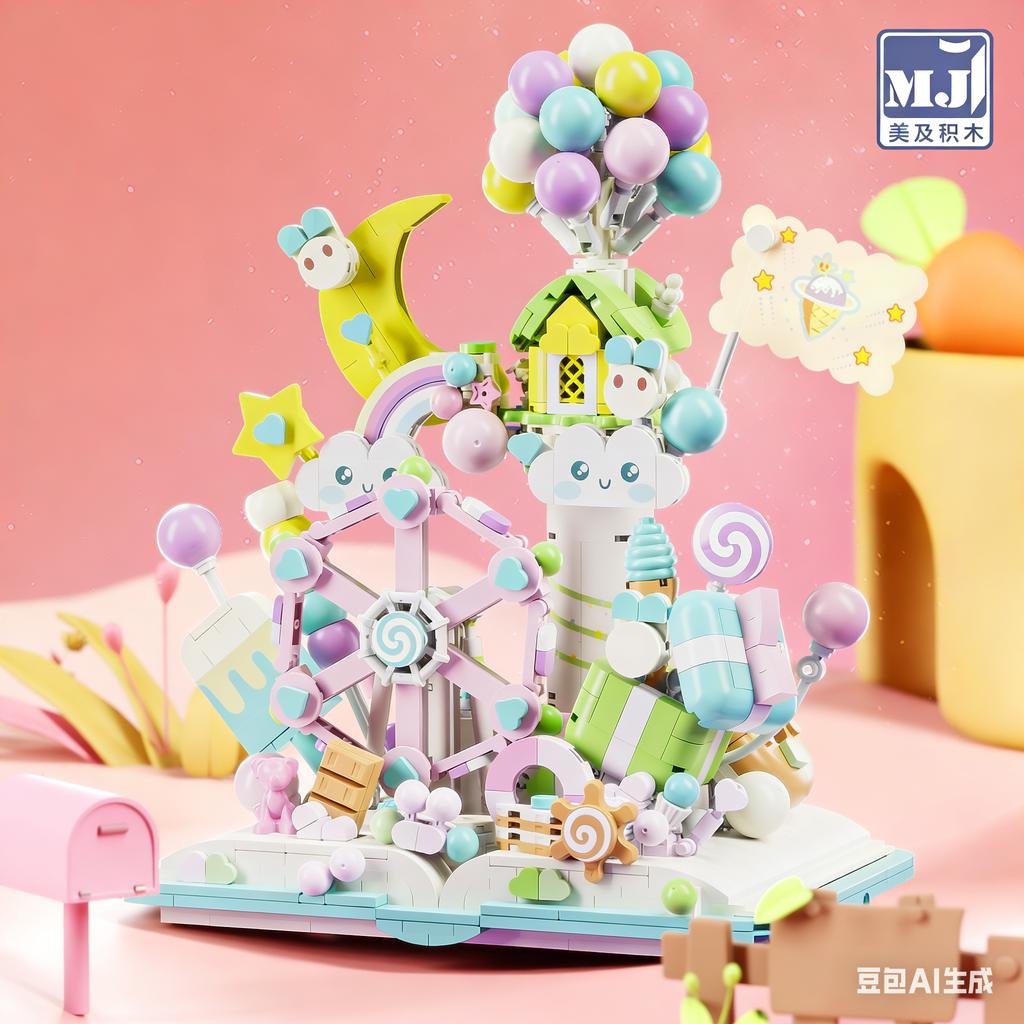 1388Pcs Pink Fantasy Castle Model Construction Blocks Set Diy Castle In The Sky Princess Palace Blocks Toys For Girl Birthday  Gifts