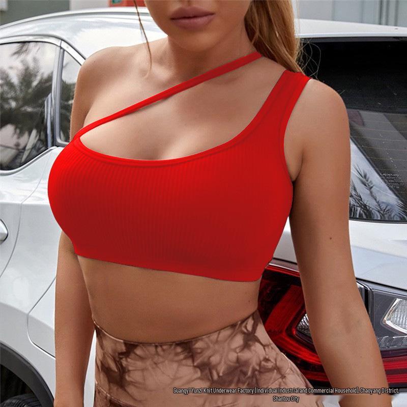 

Женский спортивный топ-бра с амортизацией на одно плечо - Топ для йоги с эффектом пуш-ап Small