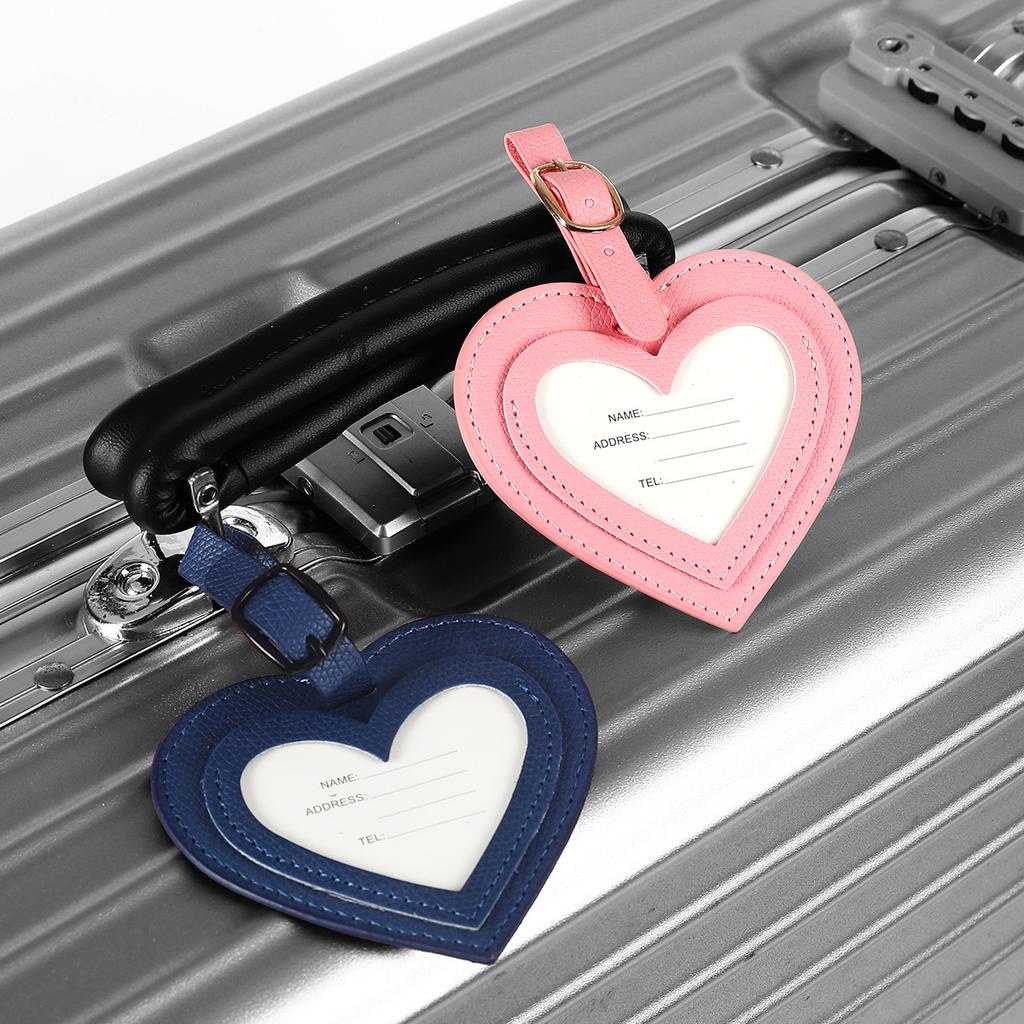 Heart Shaped Luggage Tag for Women Men Pu Leather Travel Tags Simple Boarding Pass Card Luggage Accessories