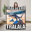 Tung Sahur Funny Blanket Fleece Summer Winter Italian Brainrot Multi-function Warm Throw Blanket for Home Bedroom Rug Piece