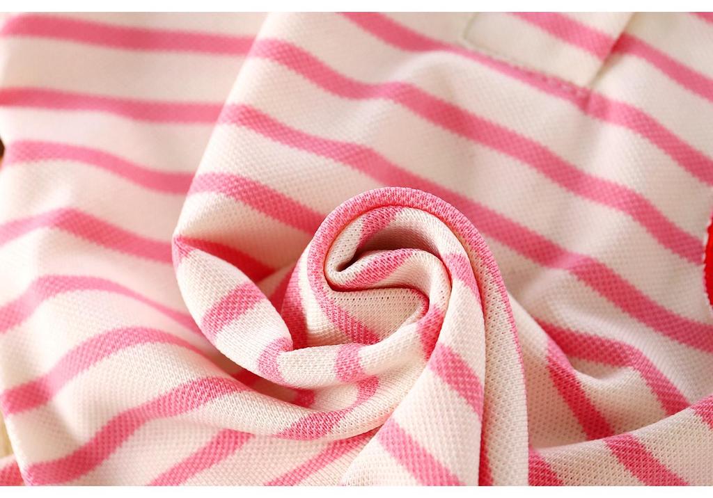 Striped Polo Collar A-Line Dress for Girls - Short-Sleeve Summer Outfit