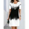 Elegant Floral Pattern Women Mini Dresses Summer Short Sleeve Printed Plus Size Casual Comfortable Soft Dress