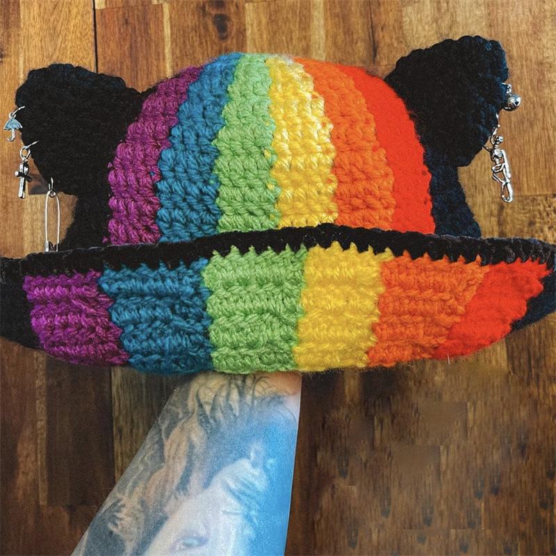 Neu Handgemachte Gehäkelte Elfenmütze Elfenmütze Eltern-kind-mütze