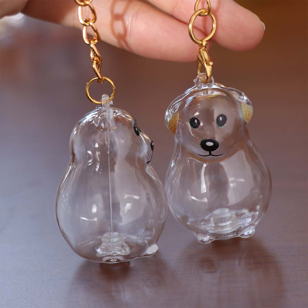 Dog Shape Pet Hair Keychain Hair Grooming Puppy Pendants Dog Hair Storage Box  Jewelry Gift