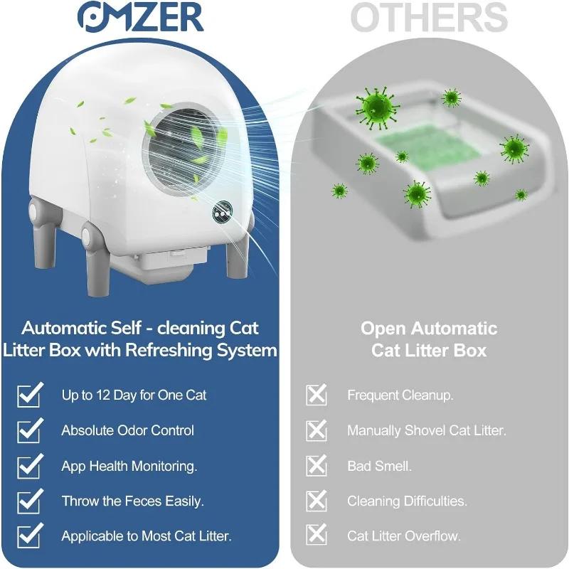 Large Capacity Automatic Cats Litter Boxes Self Cleaning Cat Litter Box with WiFi Connect Smart App for Indoor Kitty Small Cats