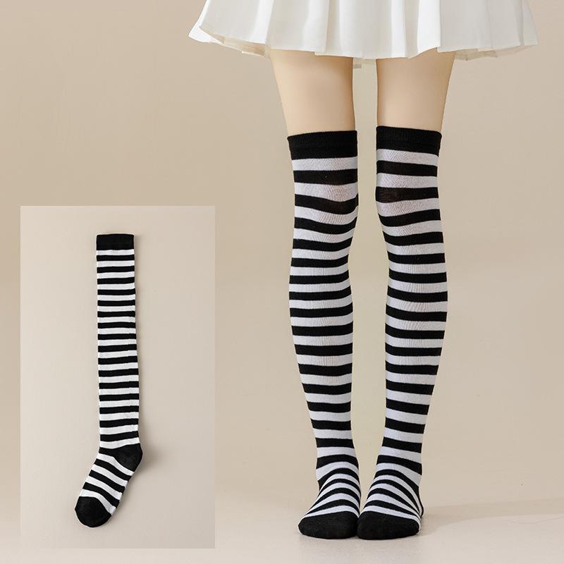 Damen Overknee Socken mit Kreuzstreifen für Halloween, Weihnachten, Karneval, Tanz und Japanische Festivals