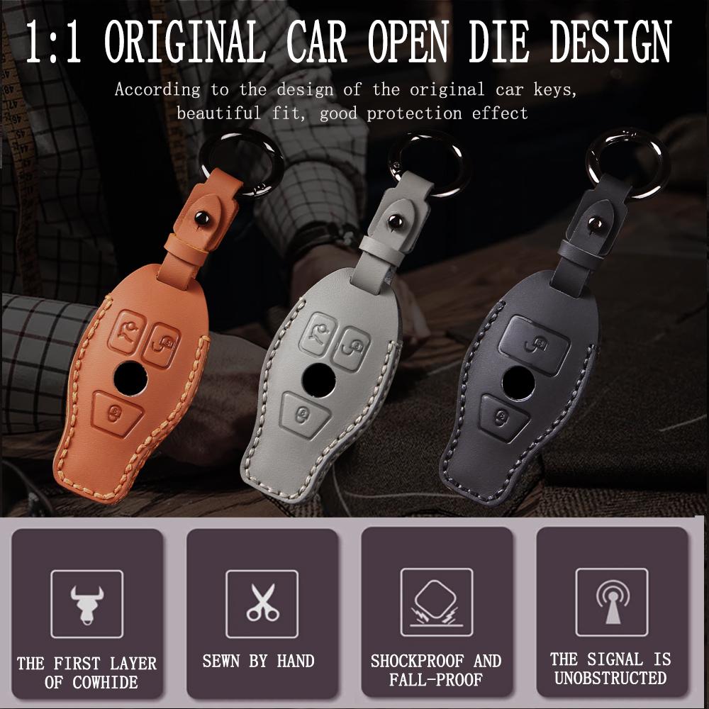 Leather Car Key Fob Case Cover Protector for Mercedes Benz E C G M R S Class W204 W212 W176 GLC CLA GLA AMG Car Accessories