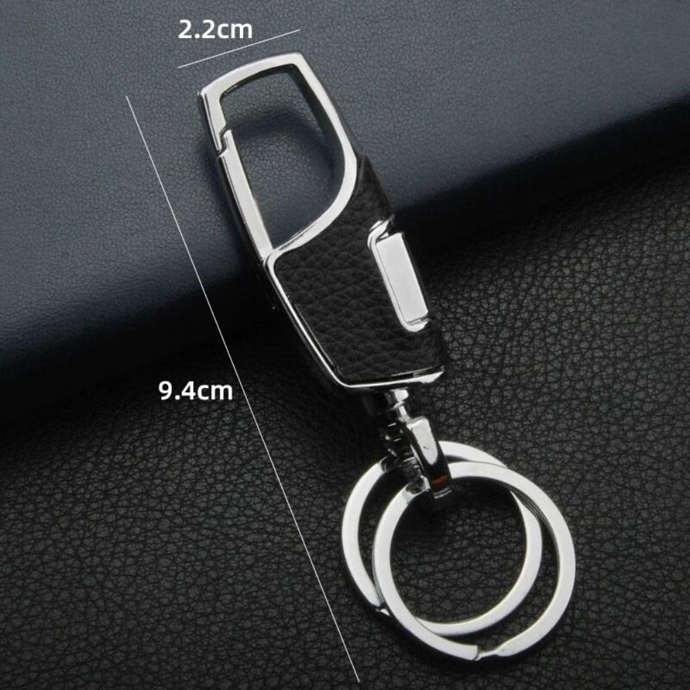 Keychain for Men and Double Silver Leather-look Women, Ring, 9.4cm, (Red)