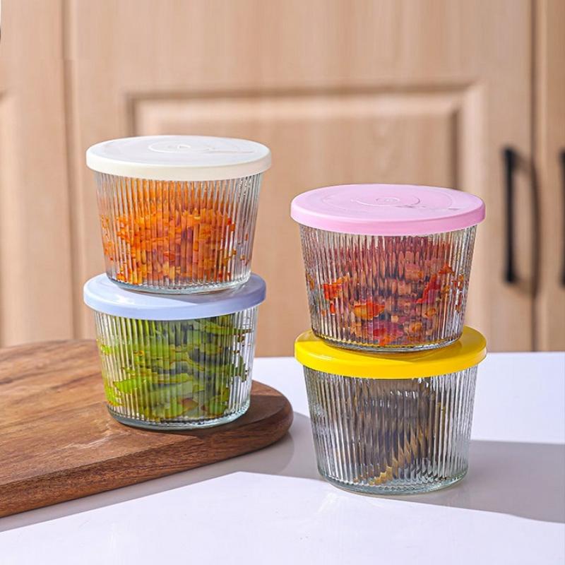 1/4Pcs 200Ml Glass Storage Jars Transparent Thicken Glass Storage Containers Multifunction Fresh-Keeping Mini Clear Jars Kitchen