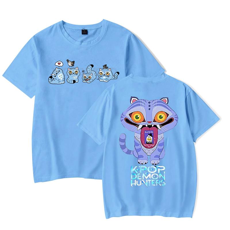 Derpy Tiger Kpop Demon Hunters Shirt for Women Summer Tops Anime K-Pop Demon Hunters T-shirt Harajuku O-neck Casual Shirt Gift