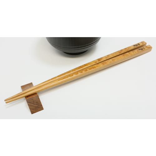 High-quality Yakusugi Japanese chopsticks, pair chopsticks with chopstick rest, wave pattern, 23cm x 24cm