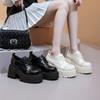 Brogue Women's Shoes 9cm Thick-soled Lace-up Loafers Female Comfortable and Height-enhancing Women High Heels