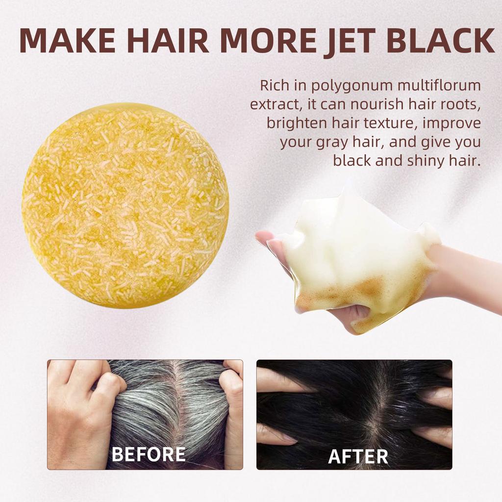 EELHOE Hair Shampoo Polygonum Ginger Essence Hair Darkening Shampoo Soap Natural Organic Gray Reverse Hair Cleansing 1pc