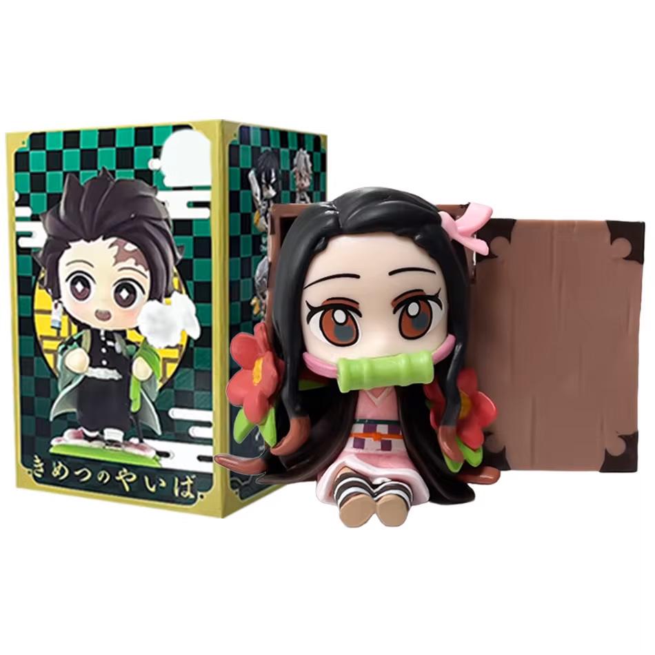 ! Anime Demon Slayer Blind Box Figure Tanjiro Kamado Nezuko cartoon PVC Model Desktop Ornament Child Christmas  New Year Gift