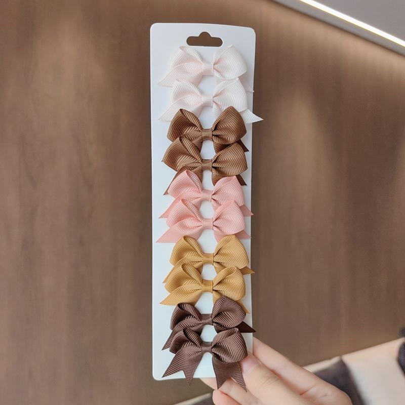 10Pcs/Set Colorful Grosgrain Ribbon Bow Hair Clip Girls Lovely Cheer Bowknot Hairpin Barrettes Headwear Baby Hair Accessories