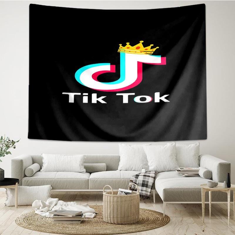 Neon Tiktok Logo Art Tapestry Hanging for Bedroom,Livingroom, Playroom,Decor Art Room Wall Tapestry Holiday and Birthday Gifts