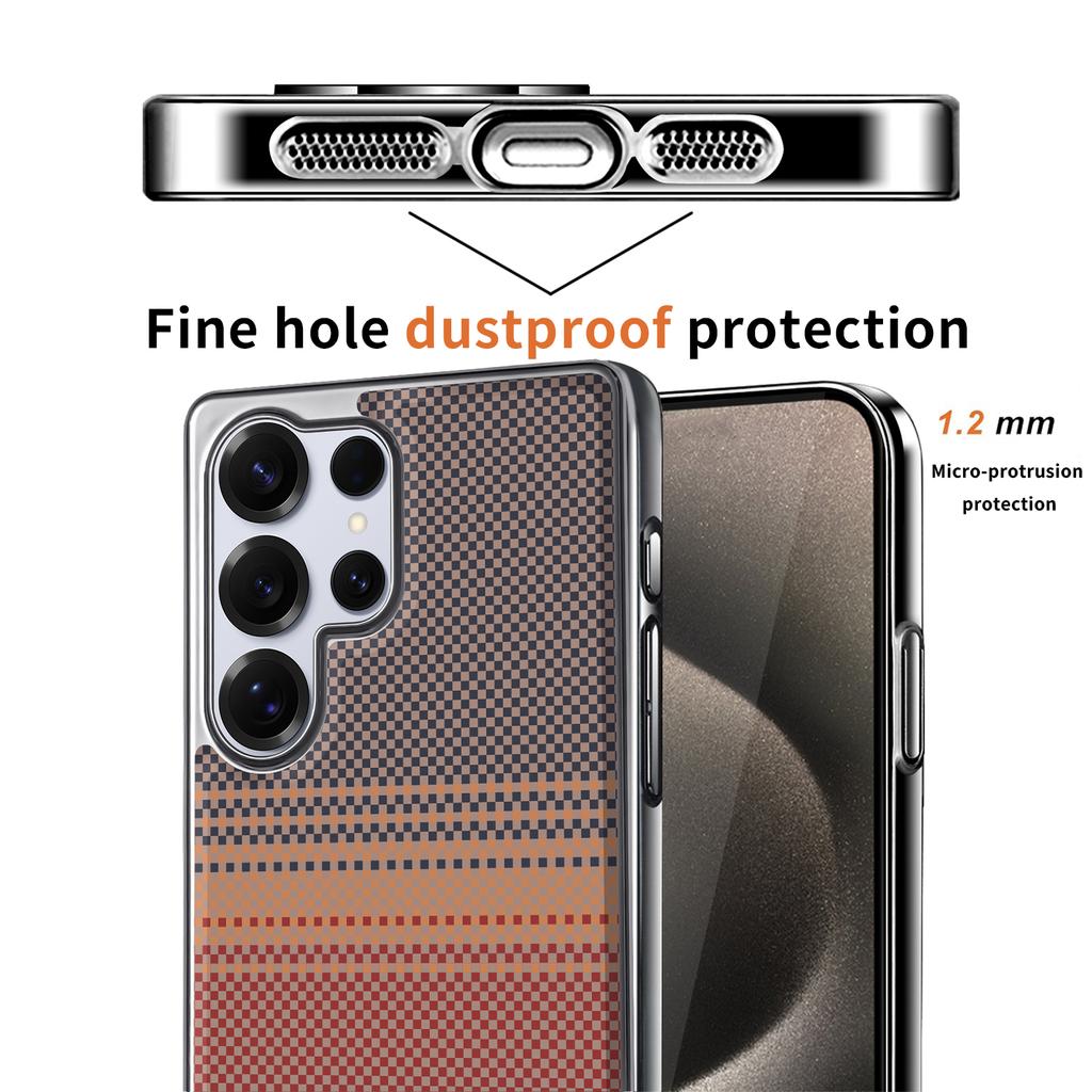 For Samsung Galaxy S25 S25 Ultra S24 S24 Ultra Electroplated Carbon Fiber Texture Magnetic Wireless Charging Phone Case