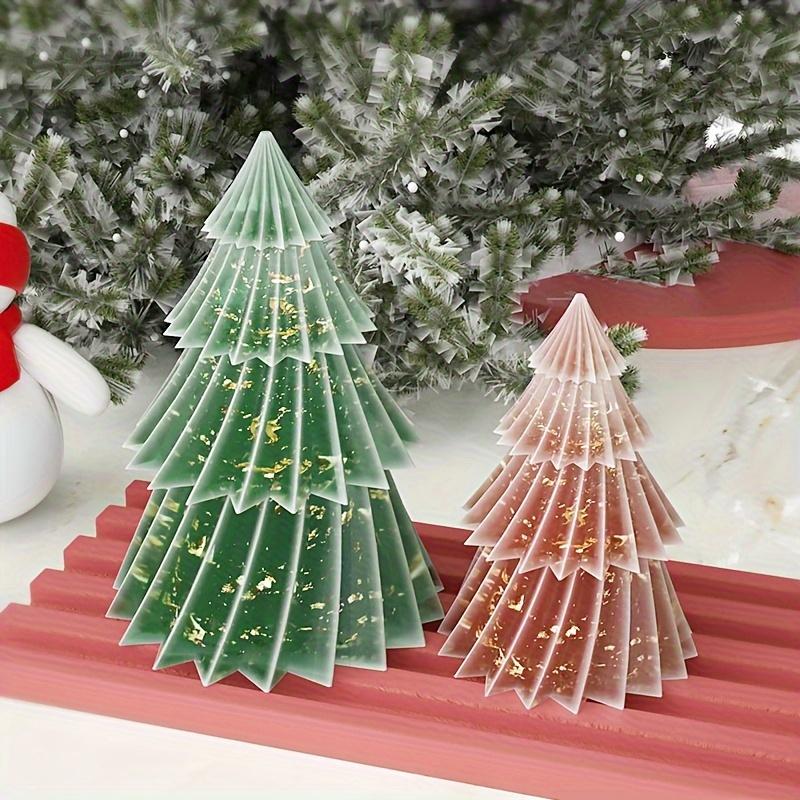 Seasonal Charm,Large 3D Christmas Tree Silicone Mold for Candles,Soaps&Crafts-Geometric Spiral Stripe Design,Perfect for DIY Wax