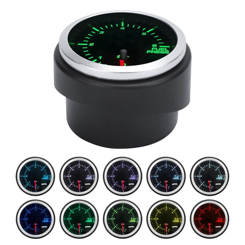 52mm Fuel Press Gauge Kit LED 10 Color 100 PSI Pressure Tester 0?6Bar for Racing Car Truck 12V