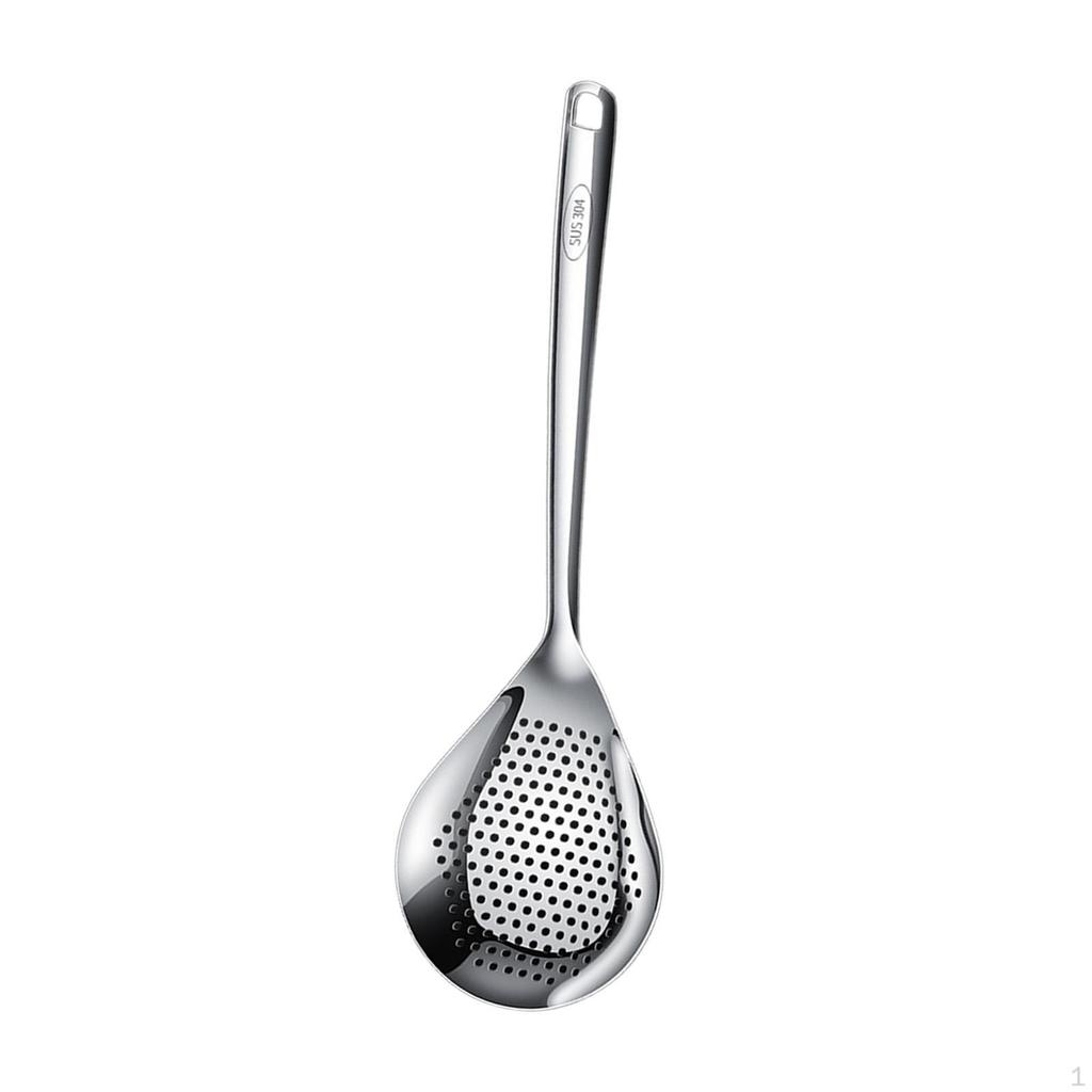 304 Stainless Steel Skimmer Slotted Spoon Anti Scald Handle Kitchen Strainer Ladle