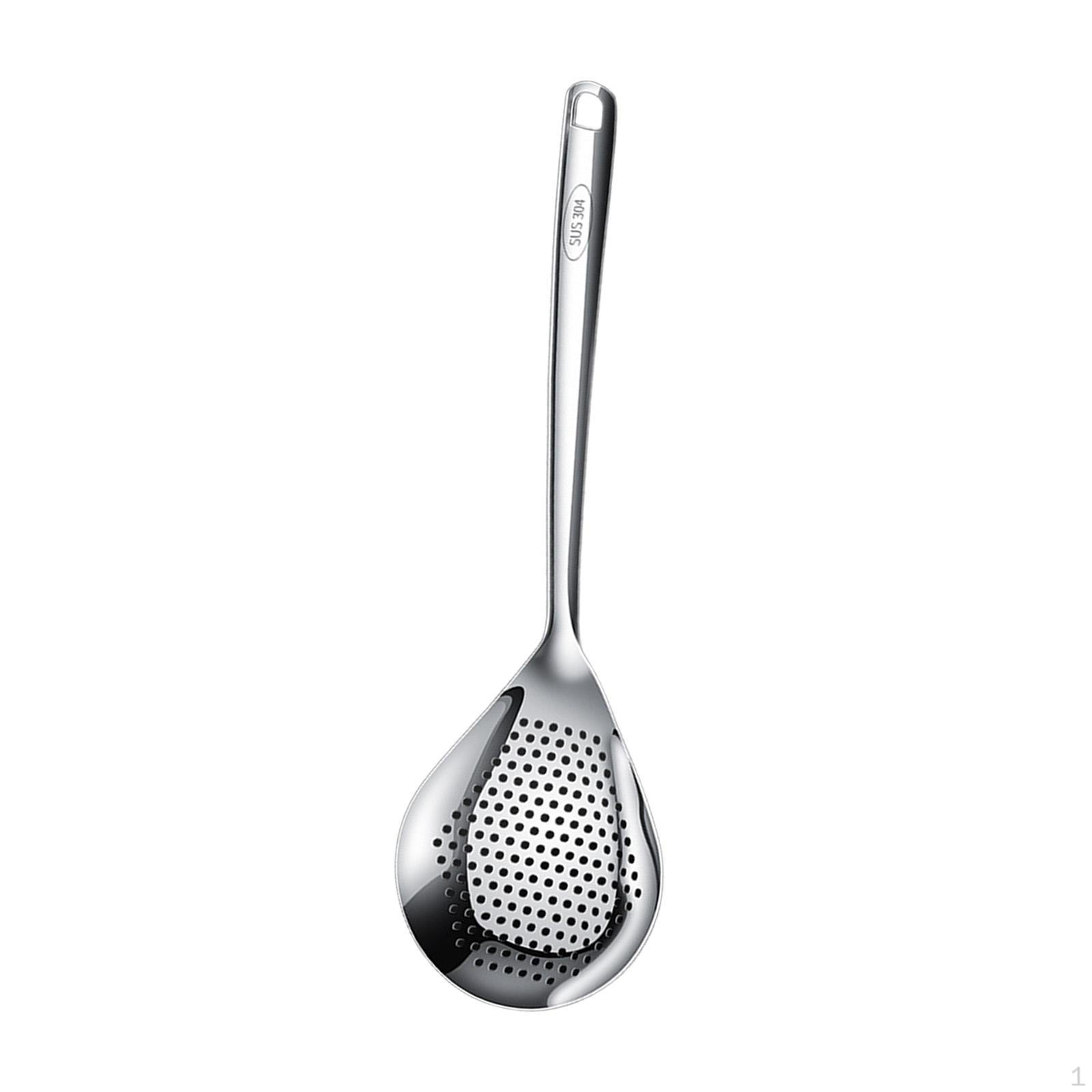 304 Stainless Steel Skimmer Slotted Spoon Anti Scald Handle Deep Frying Pasta Strainer Large
