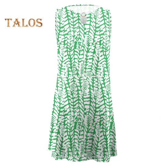 

Женское летнее платье А-силуэта, повседневное платье без рукавов в стиле бохо, пляжный сарафан с цветочным принтом для путешествий и отпуска XXL зелёный