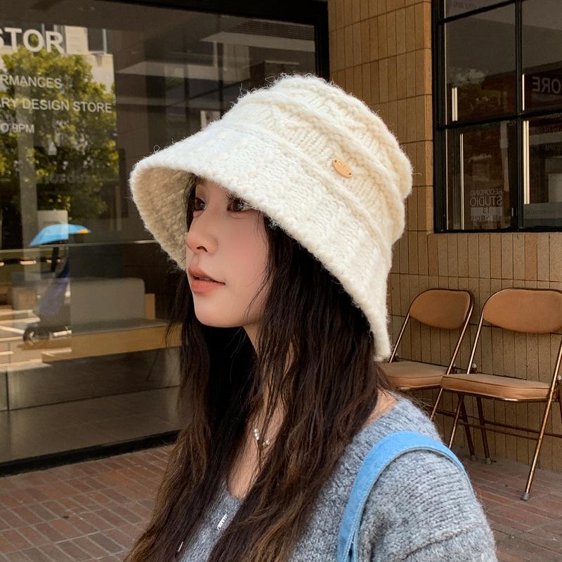 Autumn And Winter Retro Knitted Bucket Hat Mixed Color Texture Warm Basin Hat Fashion Casual Show Face Small Versatile