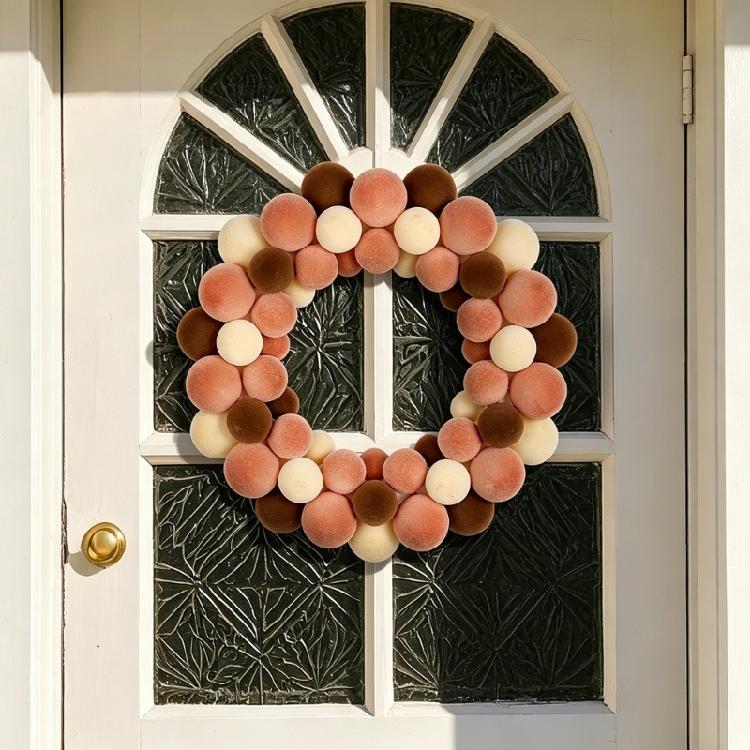 Colored Ball Wreath Door Hanging Decoration Handmade Christmas Wreath For Front Door Wall Or Window Display Home Decoration