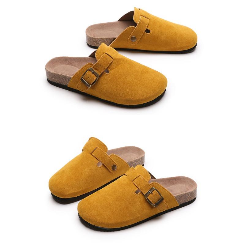 Pantoufles Baotou pour Couples Féminins Pantoufles en Liège Grandes Chaussures Romaines Demi-Pantoufles Décontractées