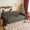 New Christmas Plaid Sofa Throw - Retro Non-Slip Couch Cover, Multi-Purpose Blanket for Home & Vacation Rentals Festive Sofa Cover