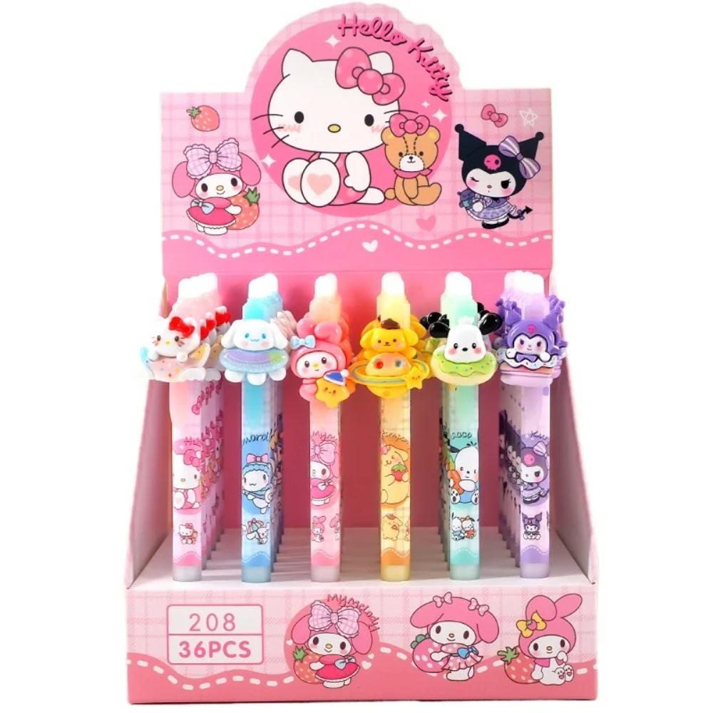 Pcs/Lot 6/36 Kuromi Erasable Gel Pen Cute 0.5Mm Blue Ink Neutral Pens Promotional Gift Office School Supplie For Kids Adults Children's Birthday Gift