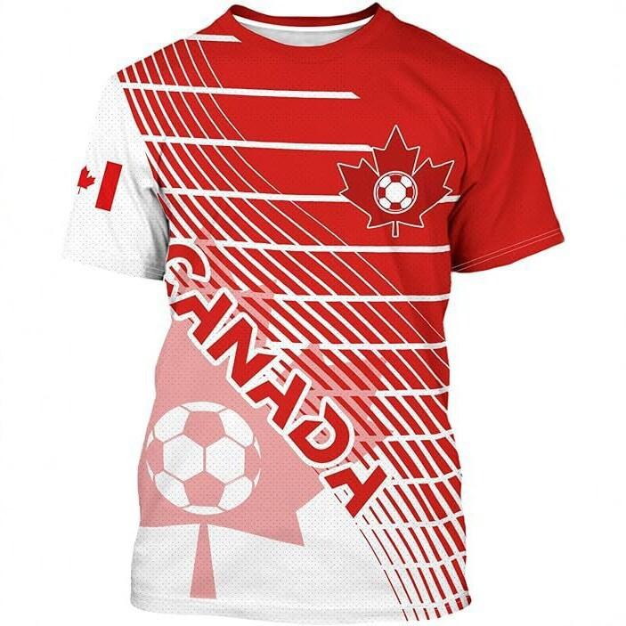 Canada Flag Soccer Graphic Short Sleeve T-Shirt, Sports Team Essential